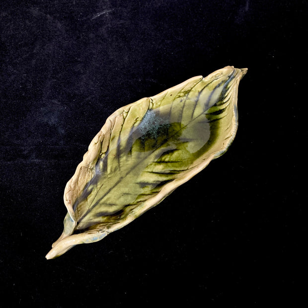 Miska keramická zelený list