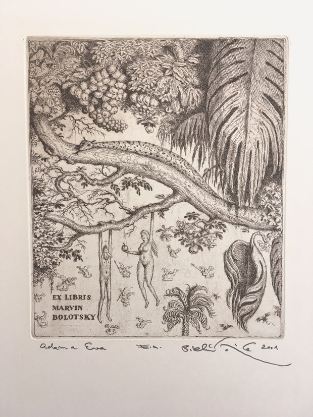 Peter  Kľúčik, EX LIBRIS MARVIN BOLOTSKY Adam a Eva 2001