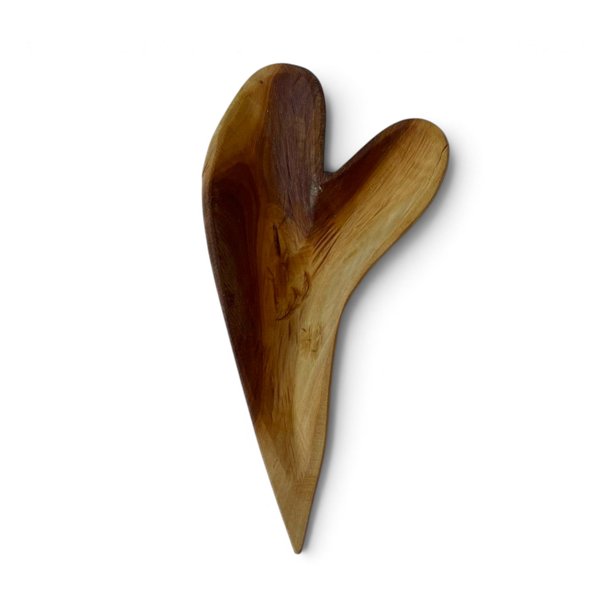 Magis Art Shop small hand-carved wooden heart-shaped bowl for nuts or candy with natural wood grain finish