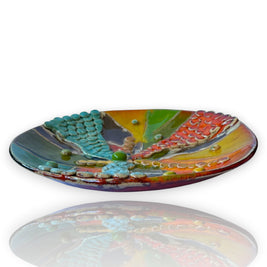 Magis Art Shop ceramic bowl by Janka Blašková in vibrant autumn colors with decorative textured bead accents
