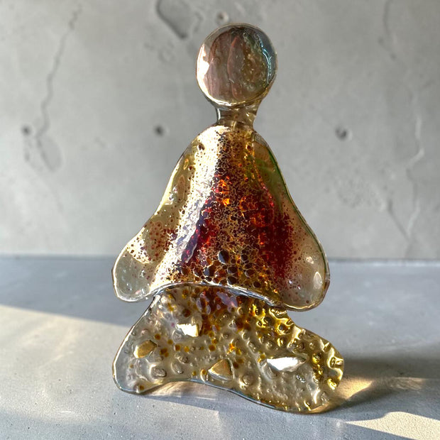 Magis Art Shop Gordana Glass handcrafted glass angel figurine with gold and platinum accents, 14 cm tall.