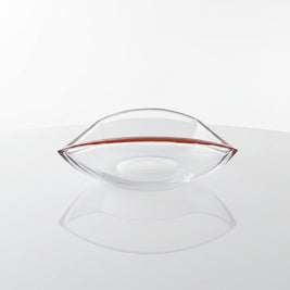 Magis Art Shop large clear glass bowl with a vibrant orange rim, elegant oval shape for fruit or decor