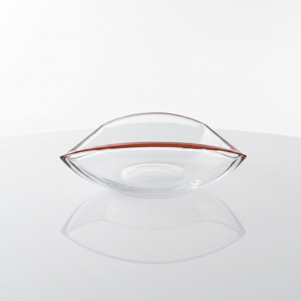 Magis Art Shop large clear glass bowl with a vibrant orange rim, elegant oval shape for fruit or decor