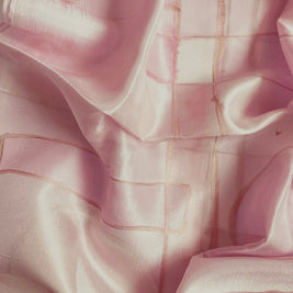 Magis Art Shop hand-painted light pink silk scarf with subtle grid pattern and soft fabric folds