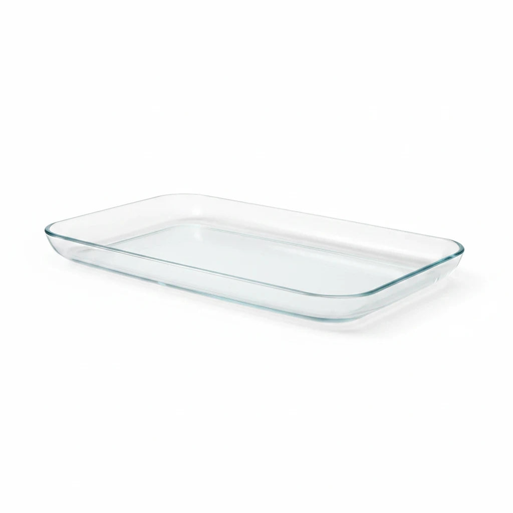 Magis Art Shop elegant rectangular glass serving bowl for snacks, fruit, or desserts, 35x20 cm.