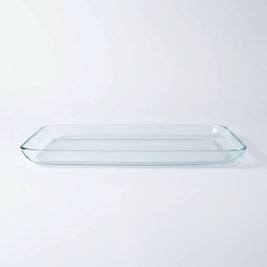Magis Art Shop rectangular clear glass serving tray for snacks, fruit, or desserts, 35x20 cm