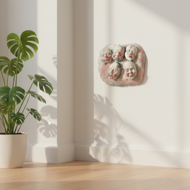 Magis Art Shop clay composition wall art titled Tváre II by Róbert Szittay featuring expressive faces in a room.