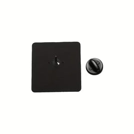 Magis Art Shop square enamel pin back view with metal clutch fastener on a plain white background