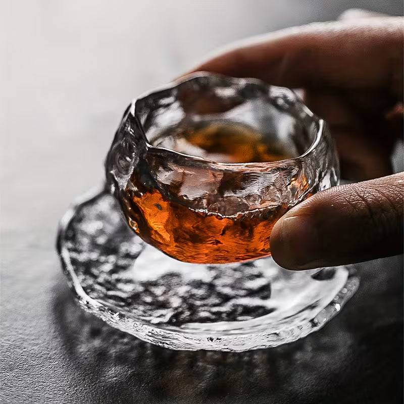 Magis Art Shop small textured glass cup and matching saucer for coffee or tea held in hand