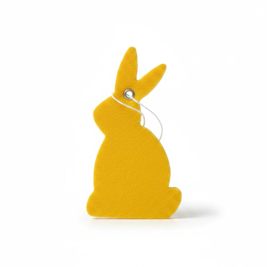 Magis Art Shop yellow felt bunny hanging decoration for Easter with a white string loop