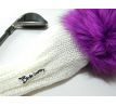 Biely Headcover s fialovou bambuľkou z líšky