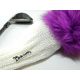 Biely Headcover s fialovou bambuľkou z líšky