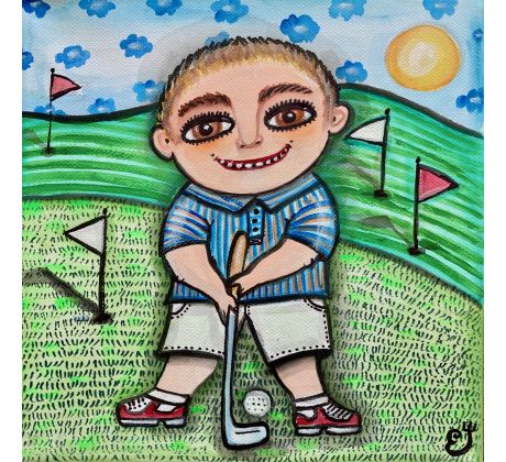 Golfing boy