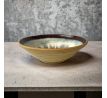 Medium-sized ceramic bowl in beige burgundy - white shades.