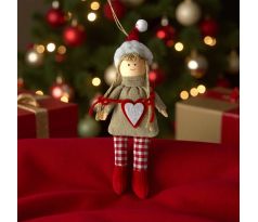 Vianočná ozdoba - ručne šitá bábika na zavesenie