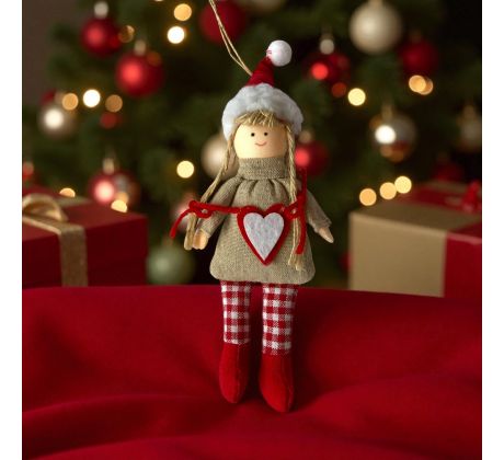 Vianočná ozdoba - ručne šitá bábika na zavesenie