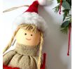 Vianočná ozdoba - ručne šitá bábika na zavesenie