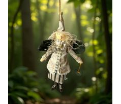 Vianočná dekorácia - Anjelik s hviezdičkovým venčekom okolo krku