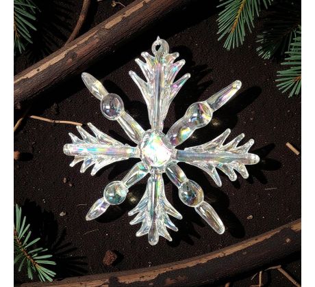 Vianočná ozdoba - snehová vločka sklená