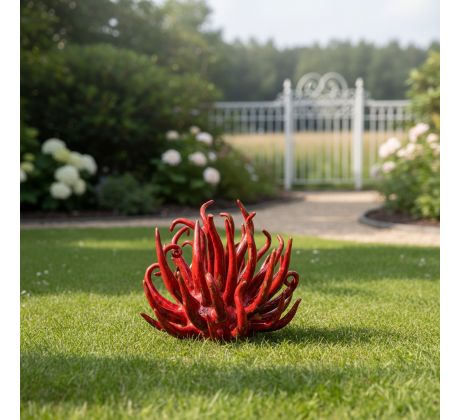 plastika šamotová hliny Morská anemonka, socha červená, socha do záhrady