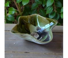 Miska keramická päťcípa zeleno hnedá