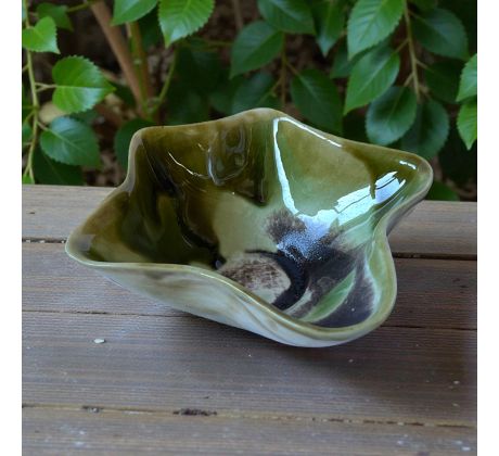 Miska keramická päťcípa zeleno hnedá