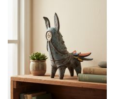 Keramický koník s ohnivým chvostom, modrý