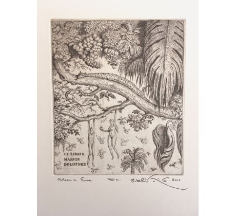 Peter  Kľúčik, EX LIBRIS MARVIN BOLOTSKY Adam a Eva 2001