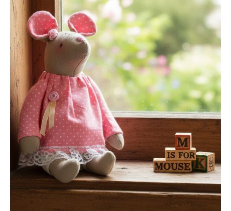 Ručne šitá myška Rose