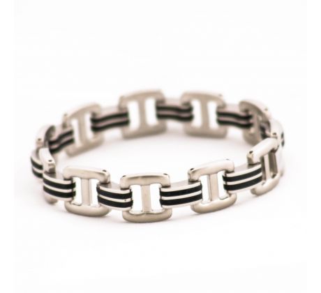 Náramok z ocele trojitý čierny tenký